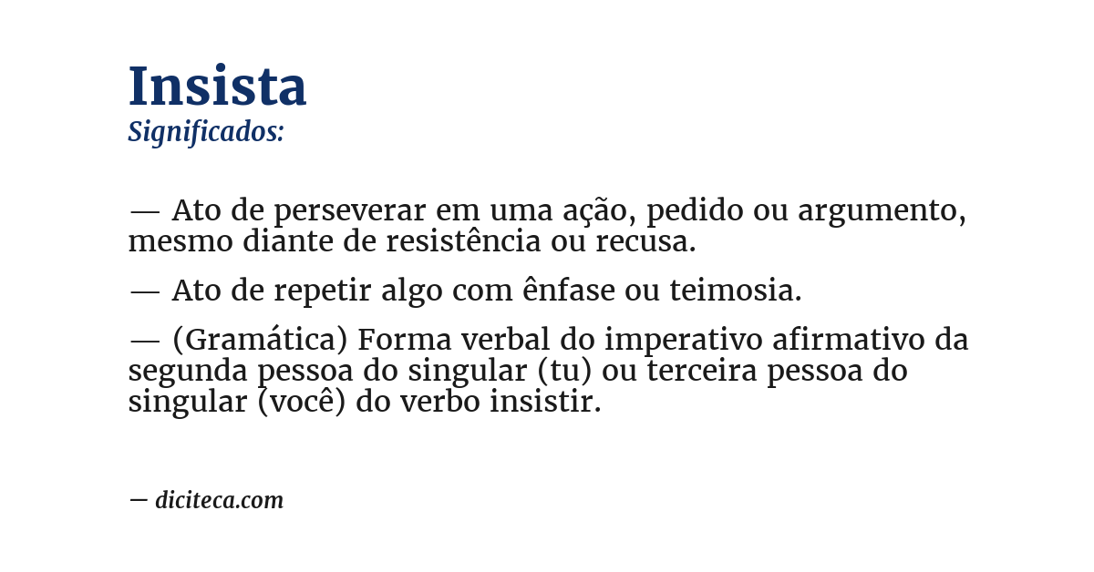 Significado de insista