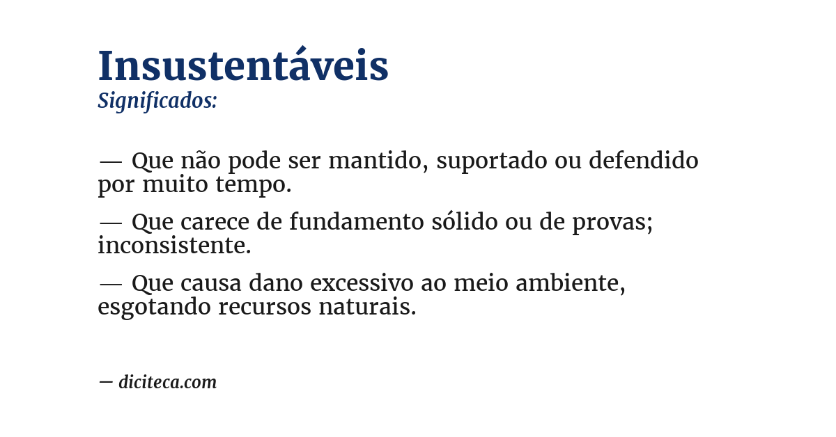 Significado de insustentáveis