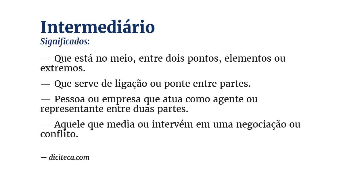 Significado de intermediário
