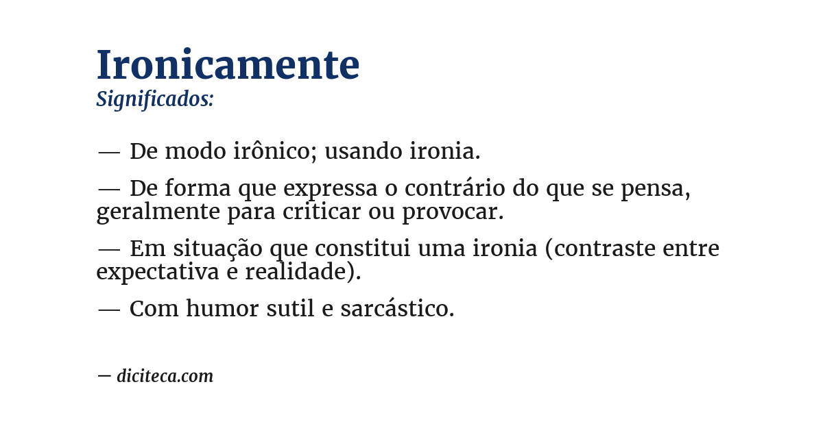 Significado de ironicamente