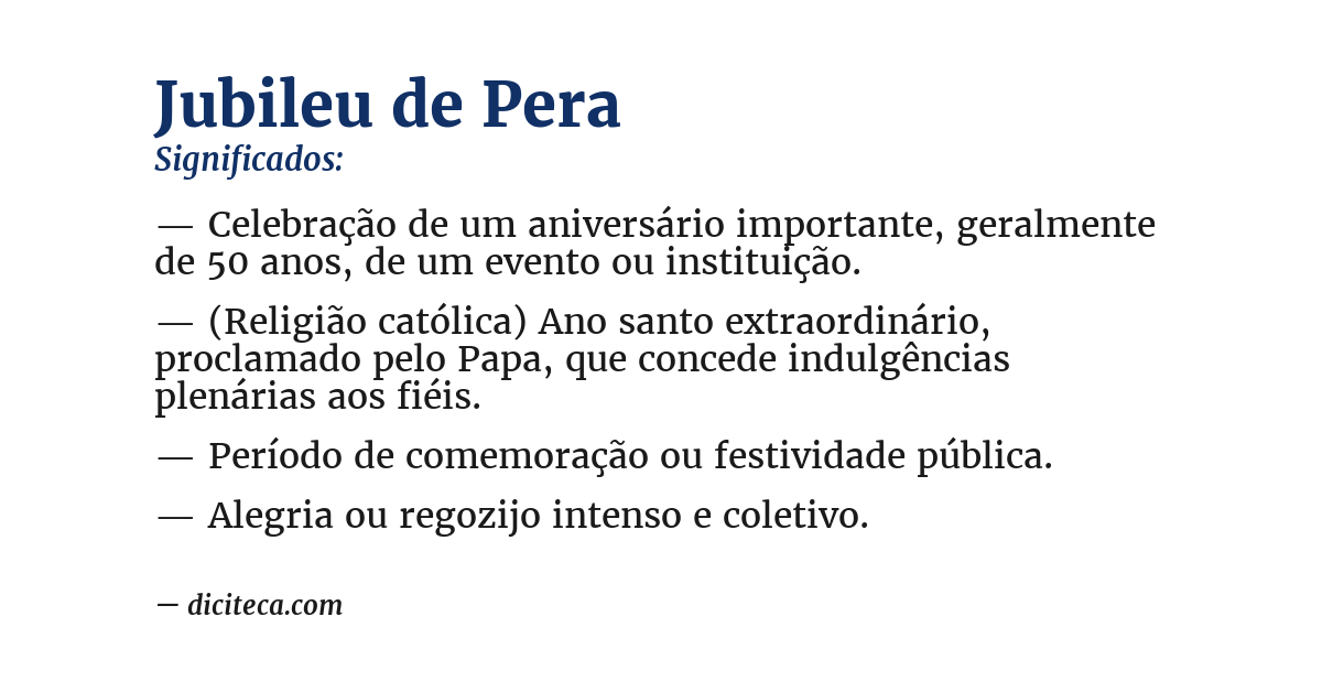 Significado de jubileu de pera