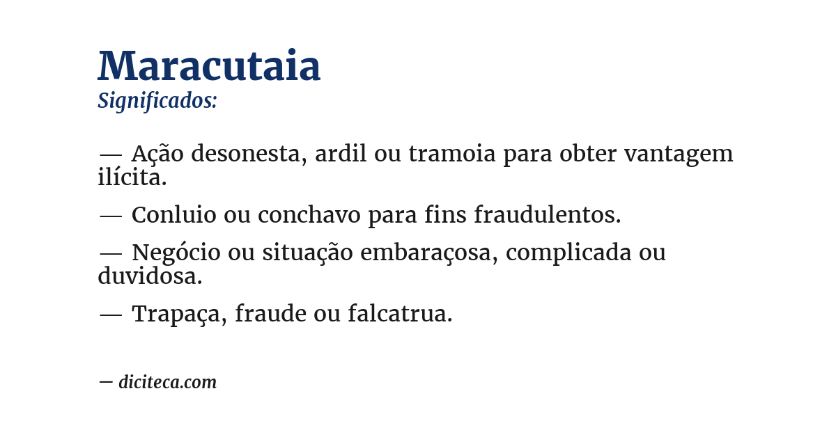 Significado de maracutaia