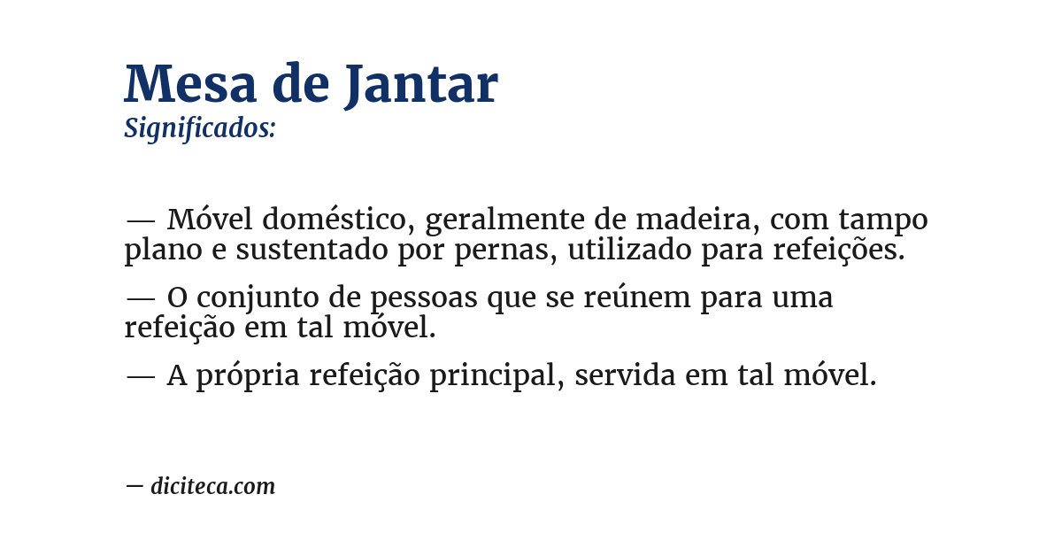 Significado de mesa de jantar