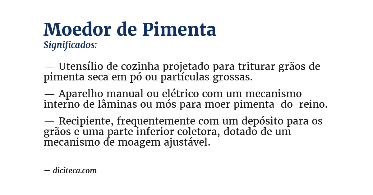 Significado de moedor de pimenta
