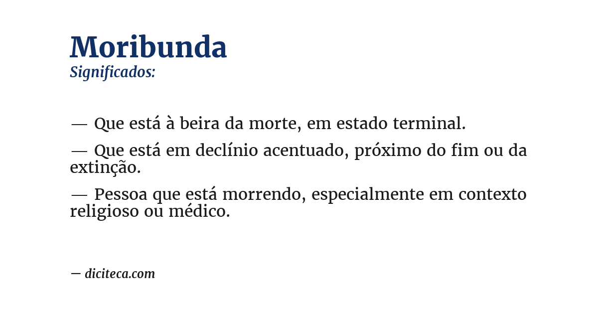 Significado de moribunda