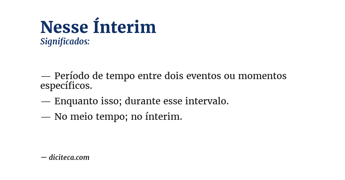 Significado de nesse ínterim