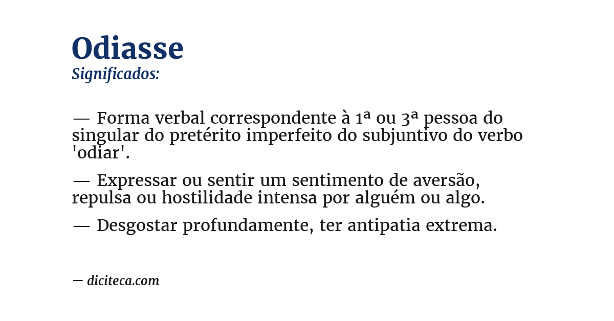 Significado de odiasse
