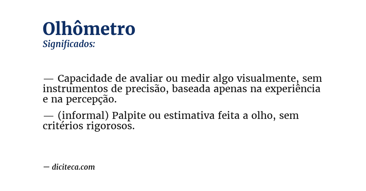 Significado de olhômetro