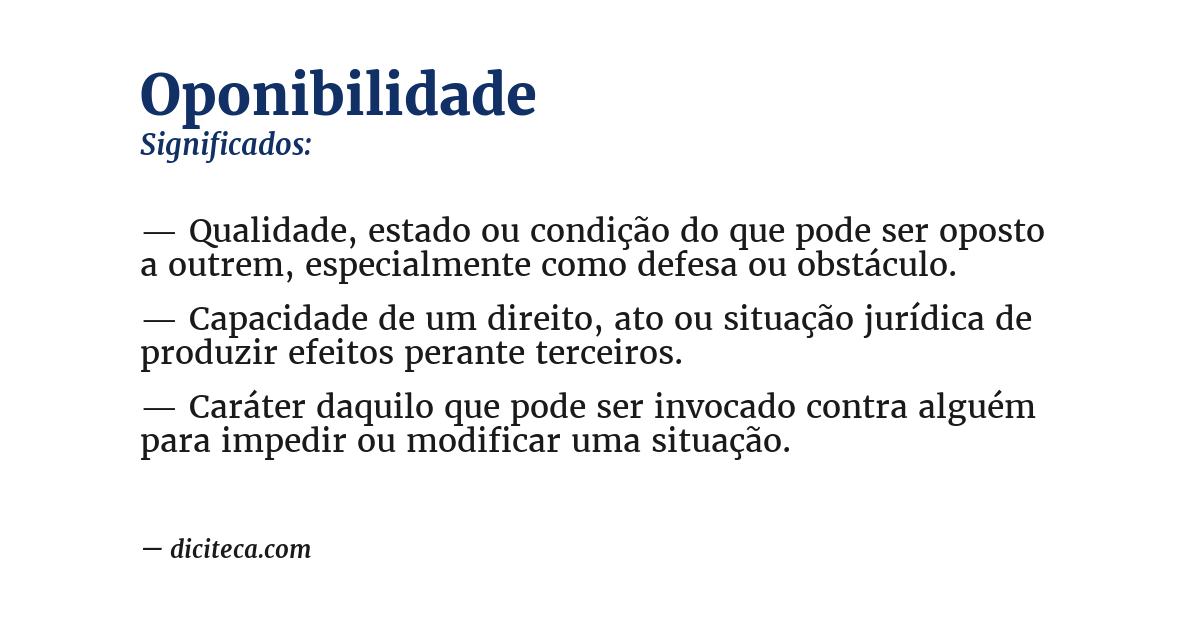Significado de oponibilidade
