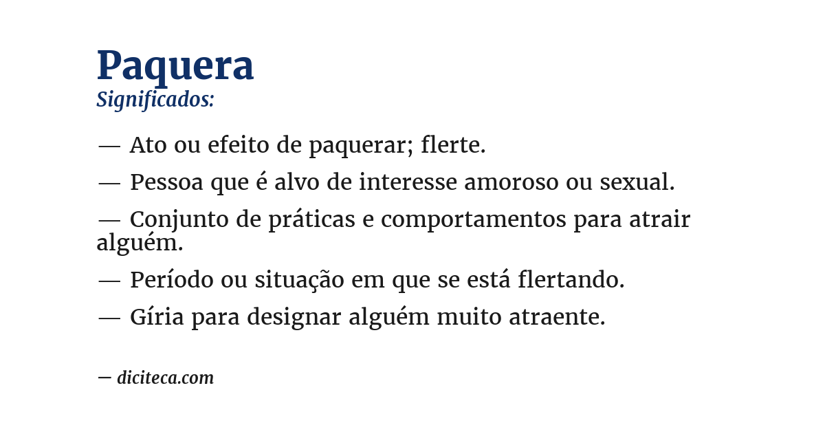 Significado de paquera