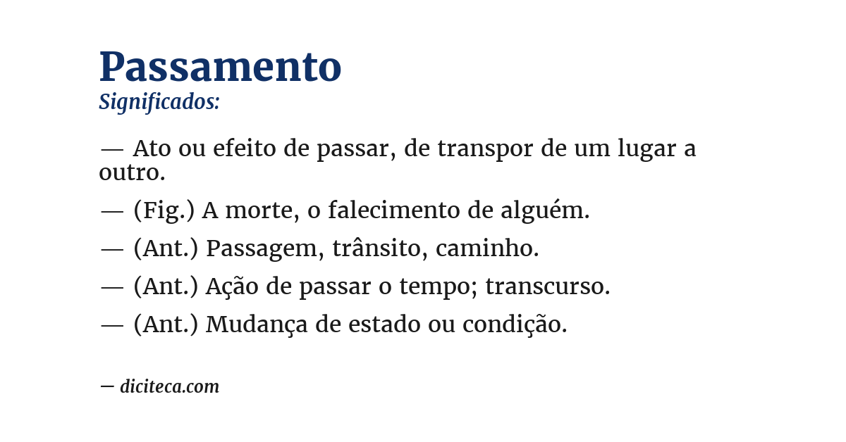 Significado de passamento
