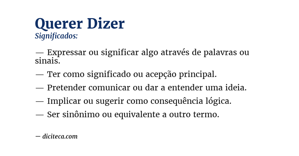 Significado de querer dizer