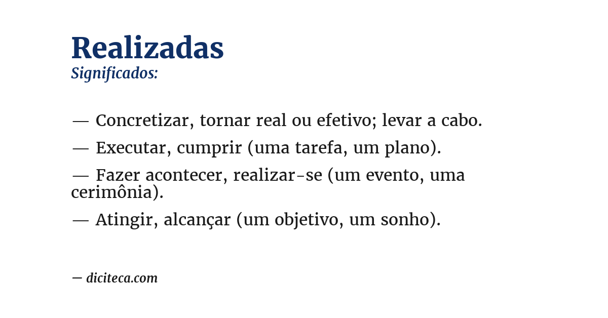 Significado de realizadas