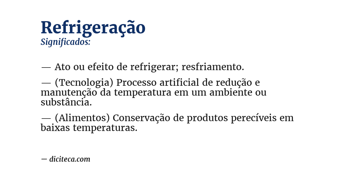 Significado de refrigeração