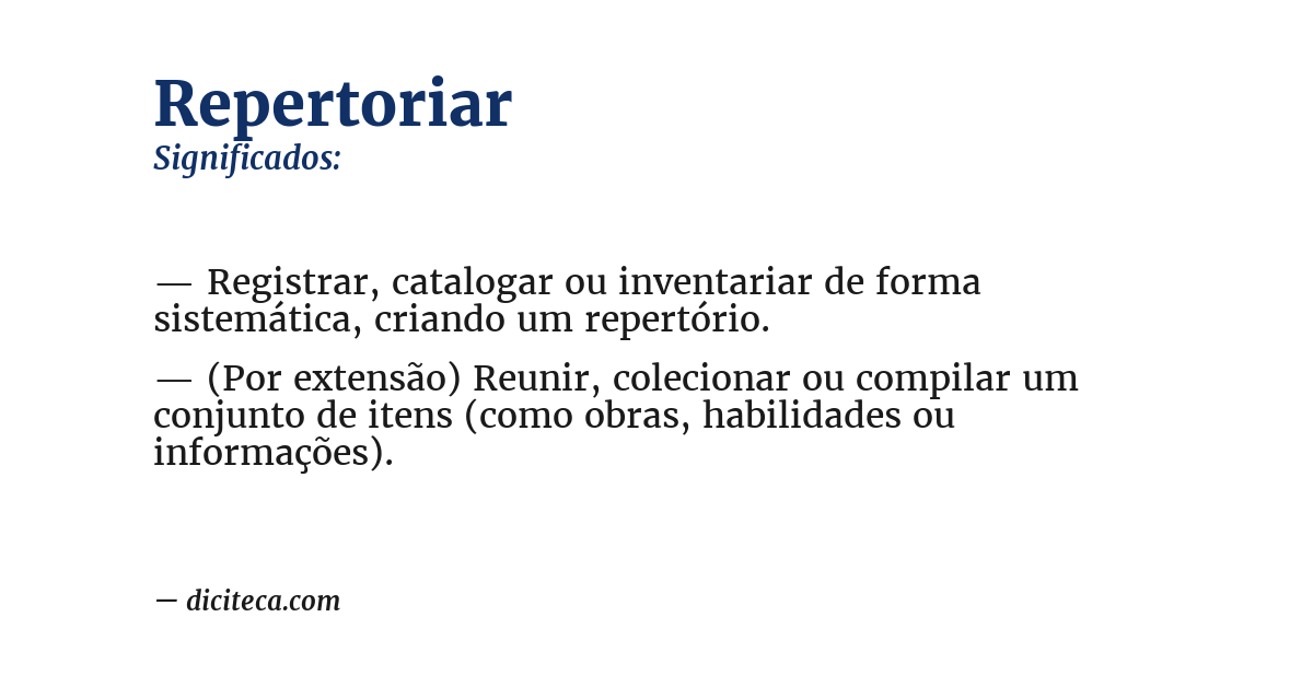 Significado de repertoriar