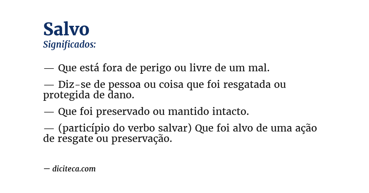 Significado de salvo