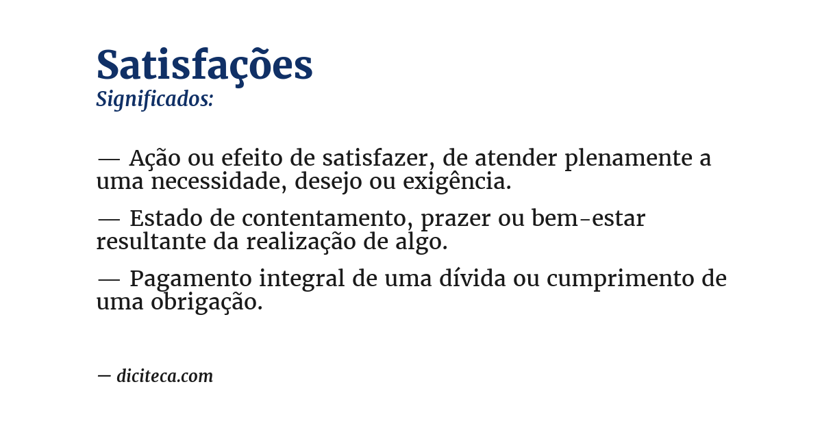 Significado de satisfações