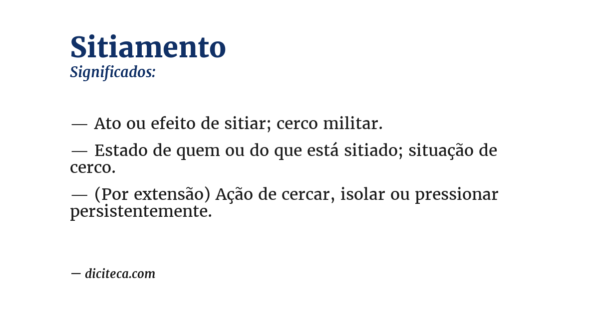 Significado de sitiamento