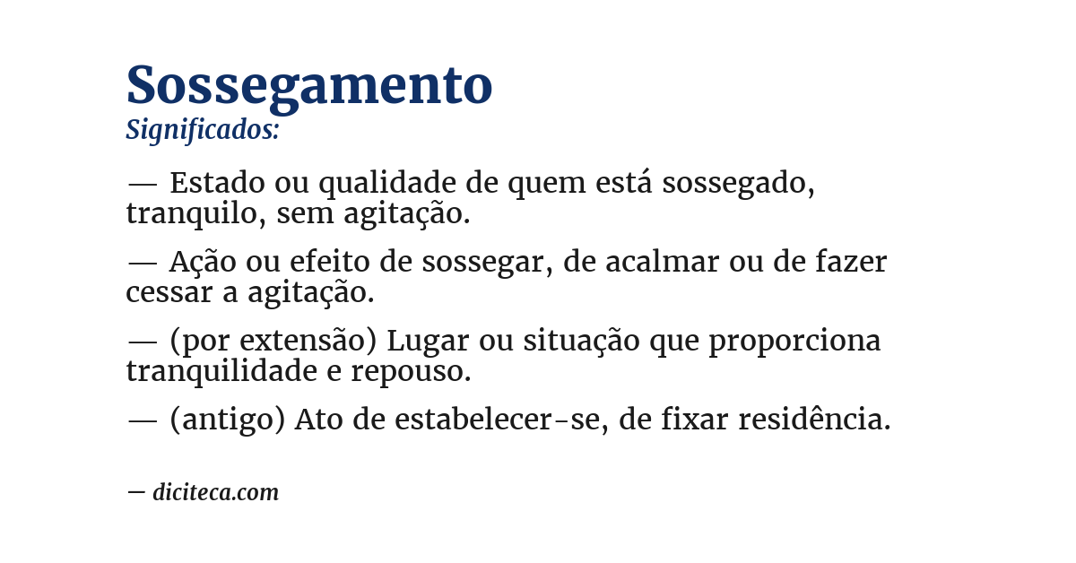 Significado de sossegamento