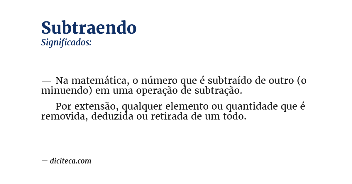 Significado de subtraendo