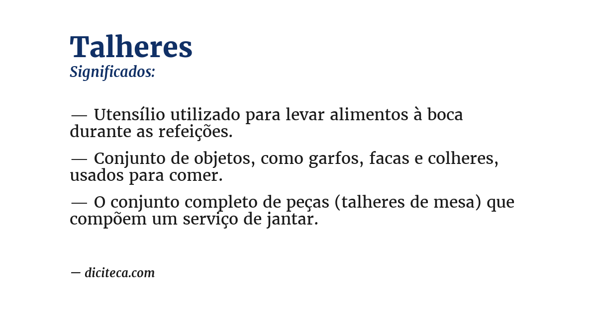 Significado de talheres