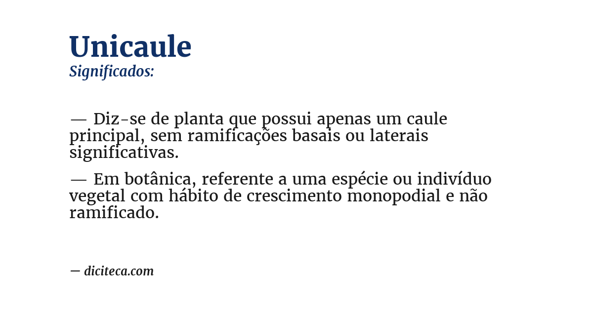 Significado de unicaule