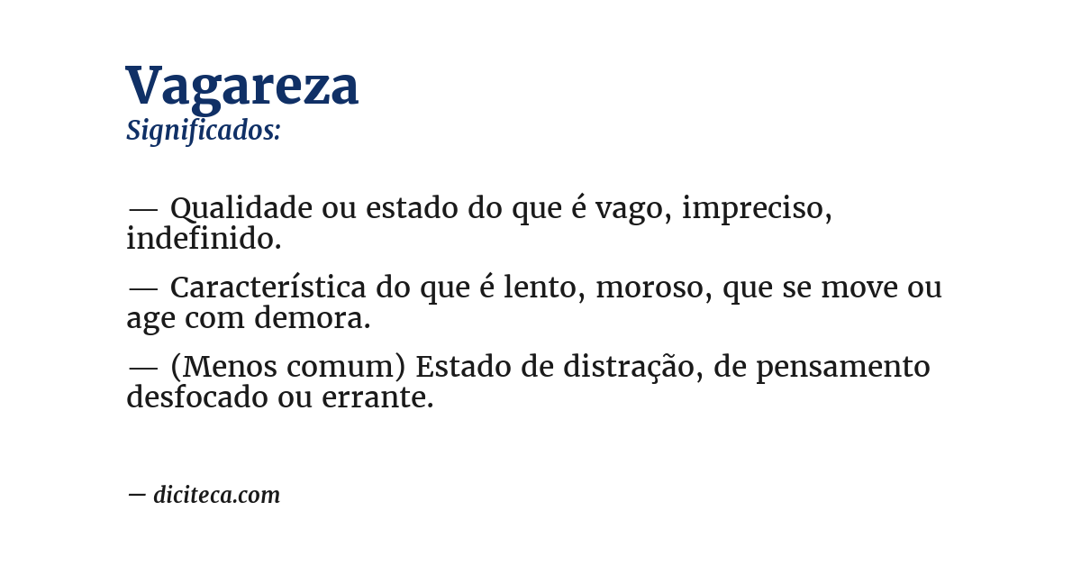 Significado de vagareza