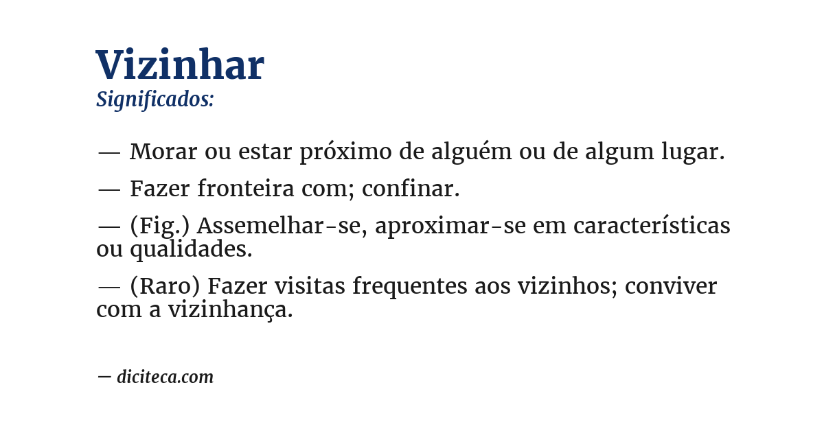 Significado de vizinhar