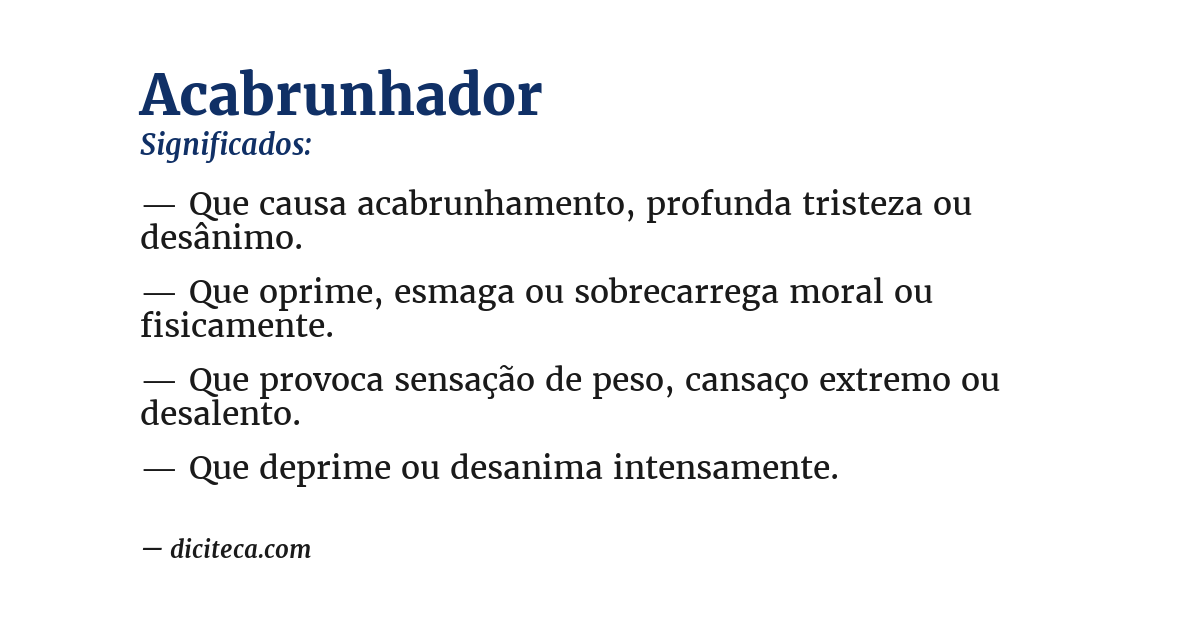 Significado de acabrunhador