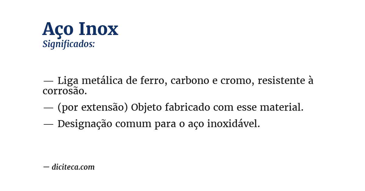 Significado de aço inox