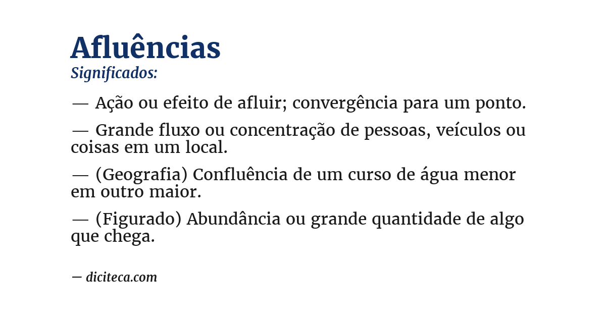 Significado de afluências