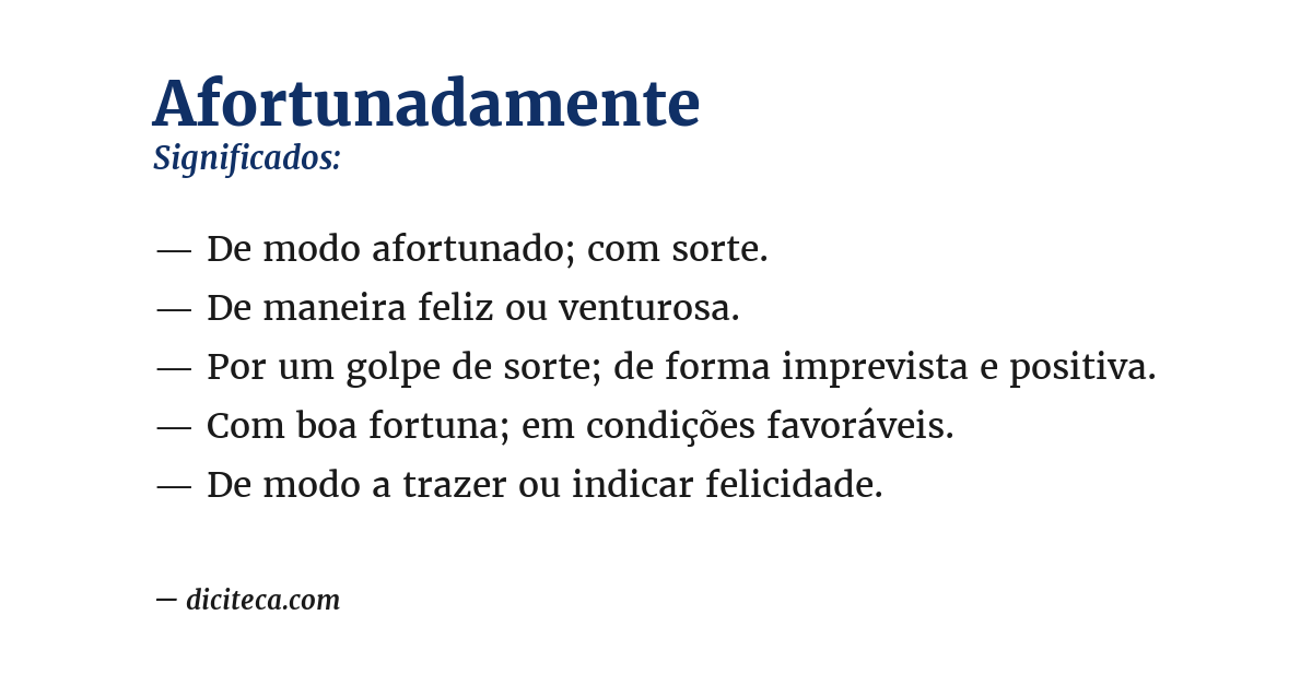 Significado de afortunadamente