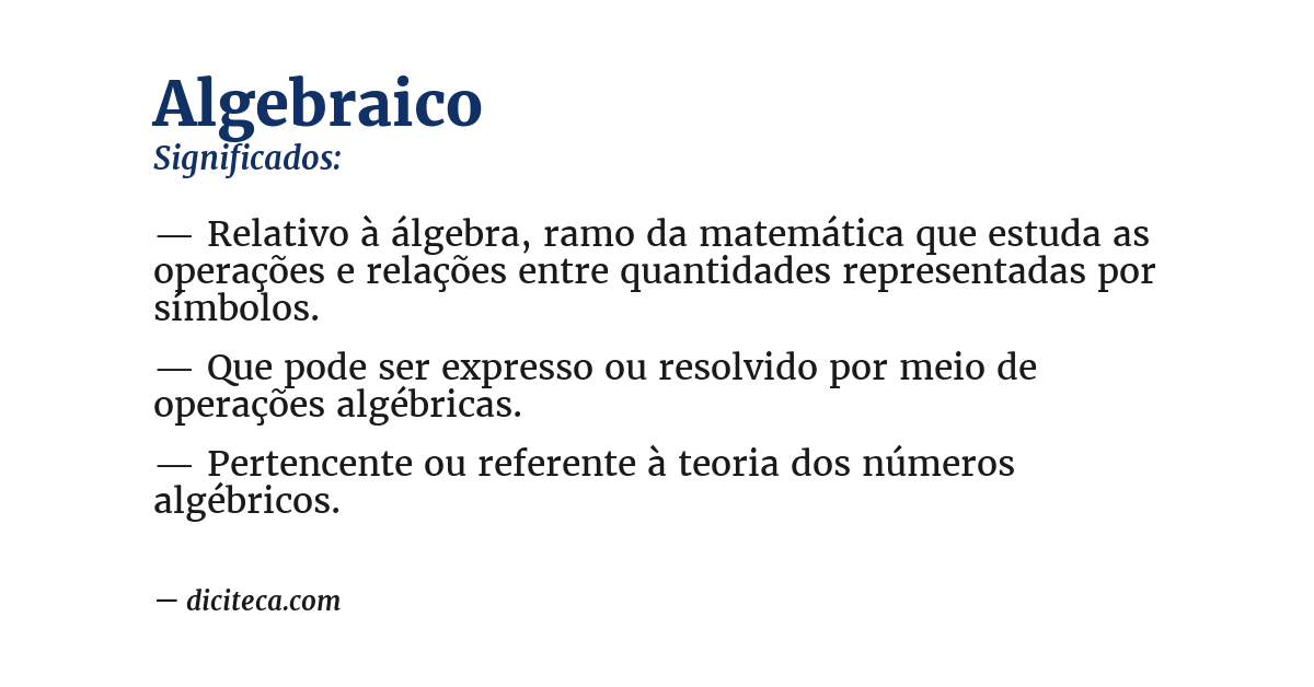 Significado de algebraico