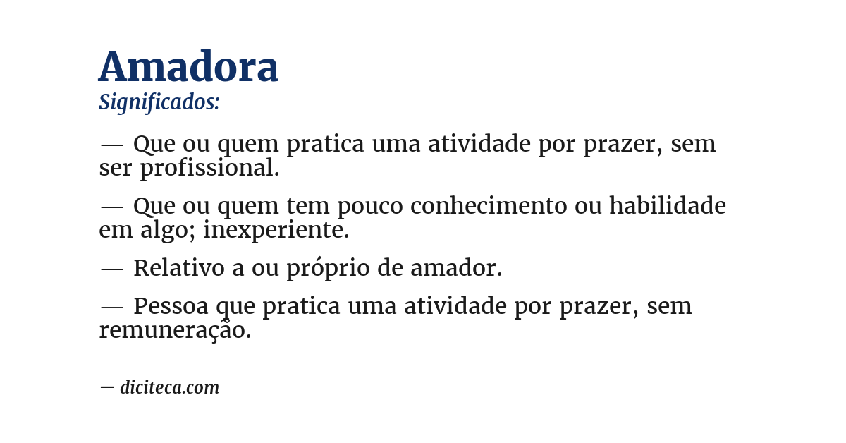 Significado de amadora