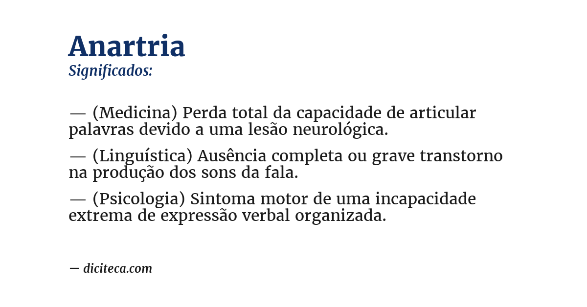 Significado de anartria
