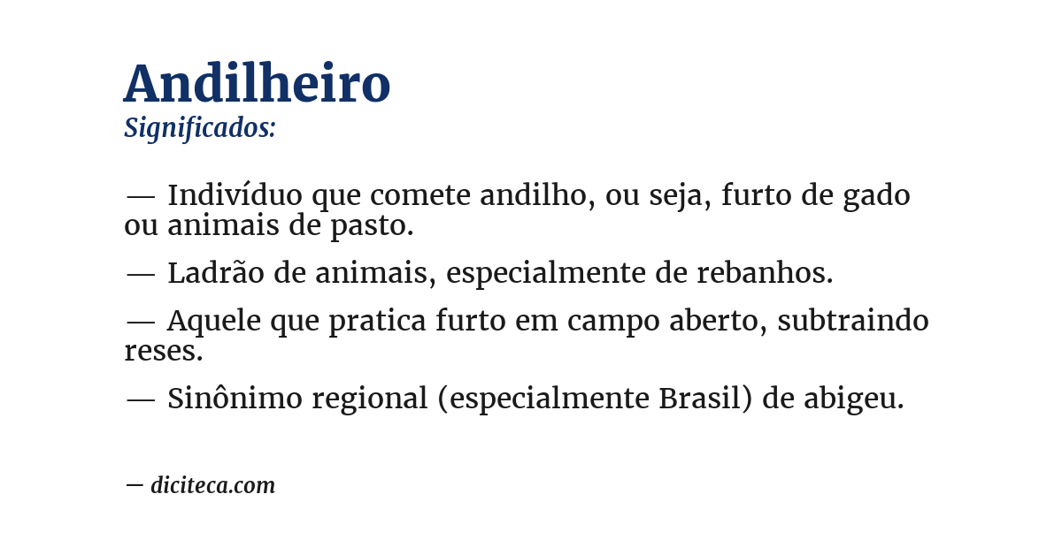 Significado de andilheiro