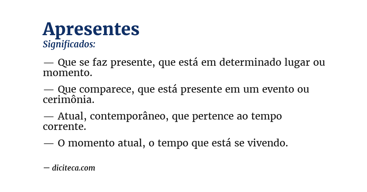 Significado de apresentes