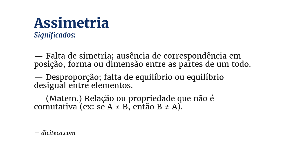 Significado de assimetria