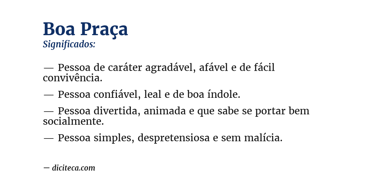 Significado de boa praça