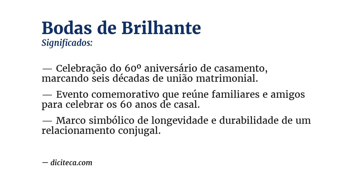 Significado de bodas de brilhante