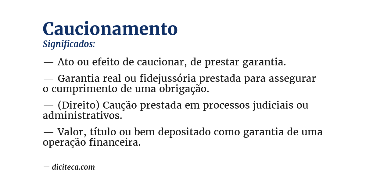 Significado de caucionamento
