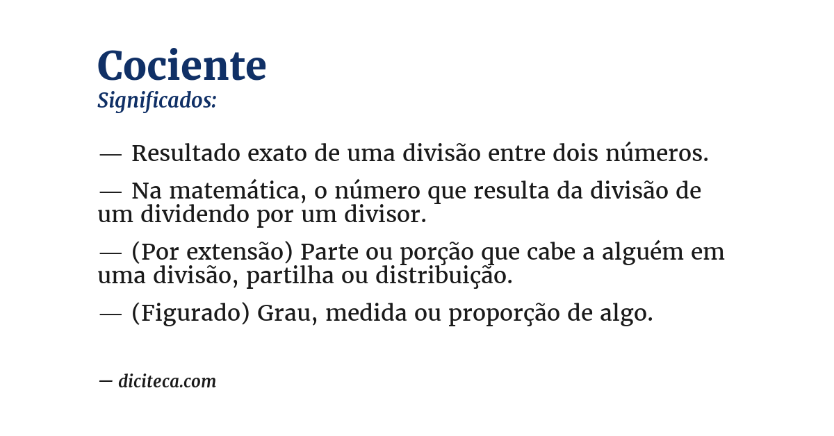 Significado de cociente