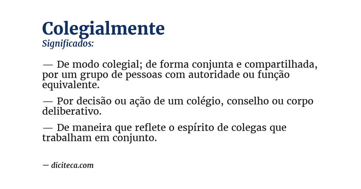 Significado de colegialmente