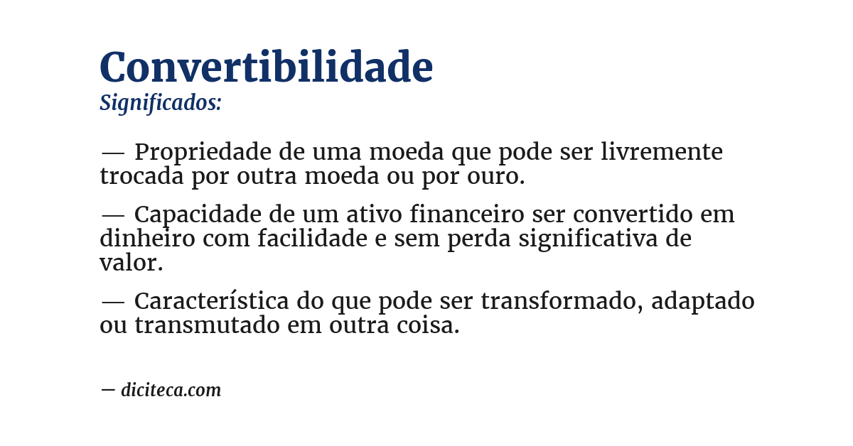 Significado de convertibilidade