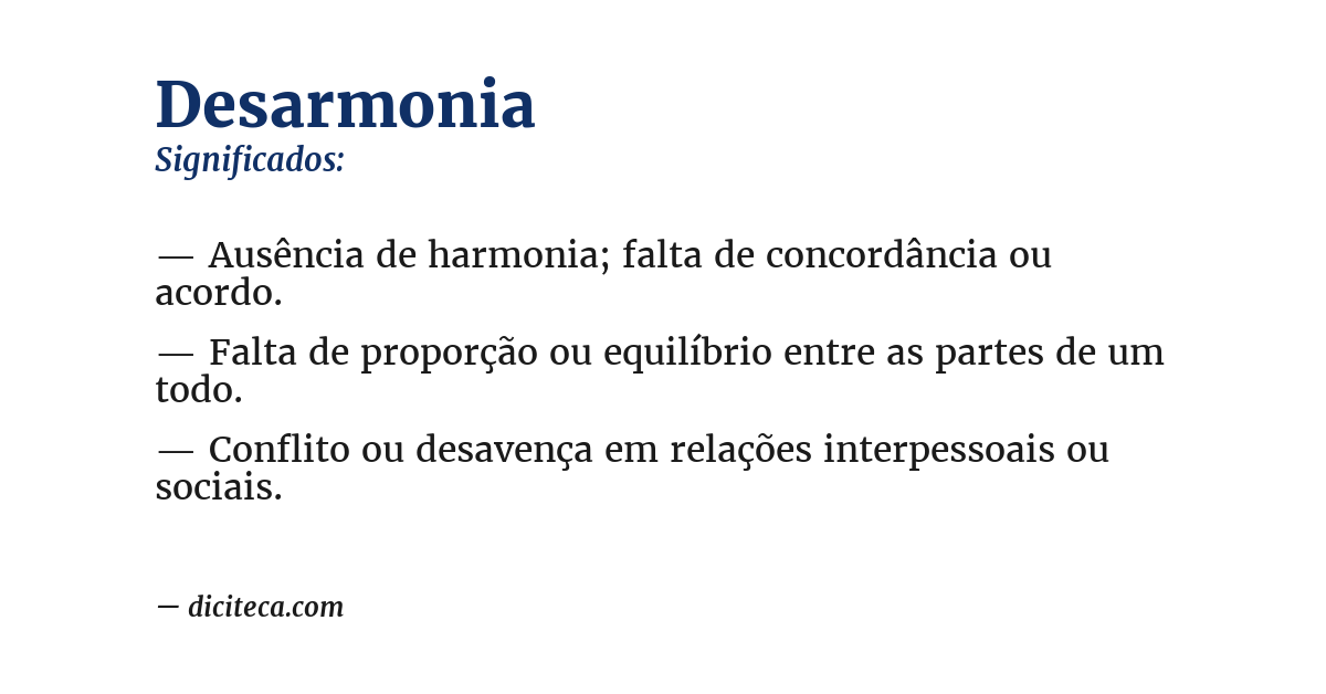 Significado de desarmonia