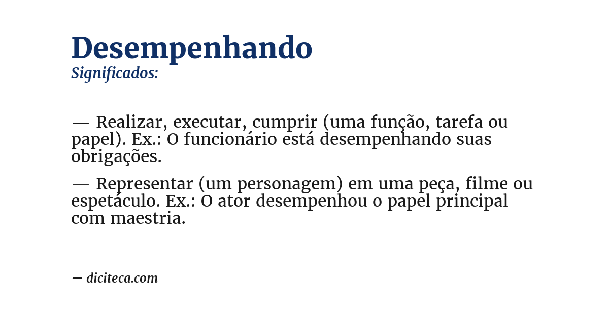 Significado de desempenhando