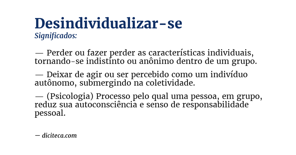 Significado de desindividualizar-se