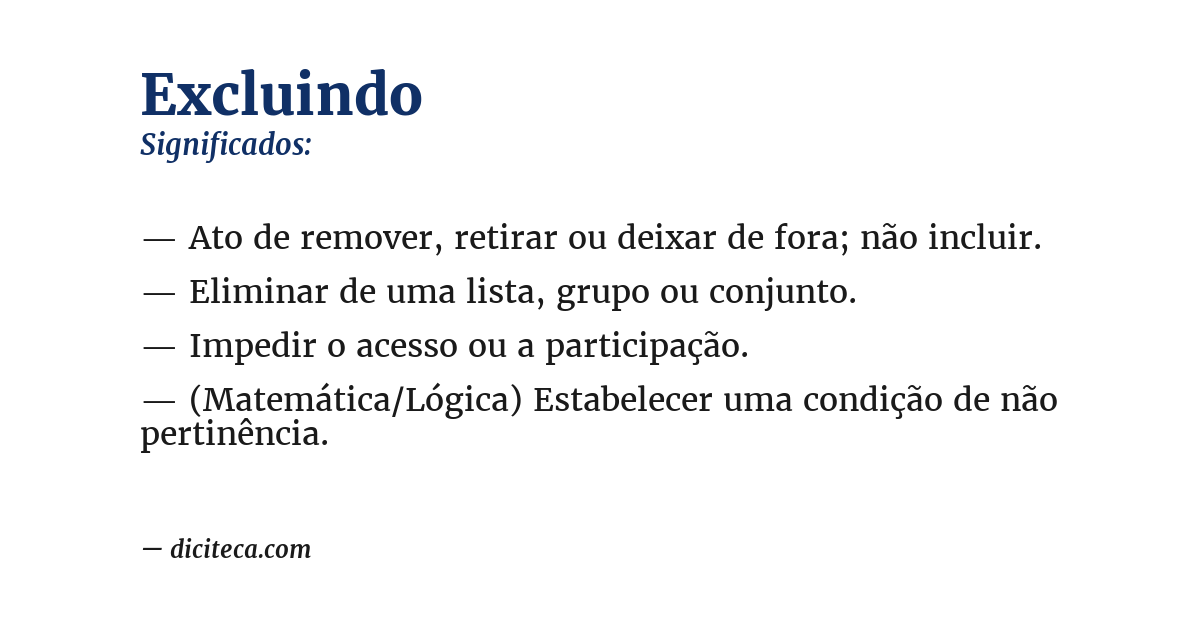 Significado de excluindo