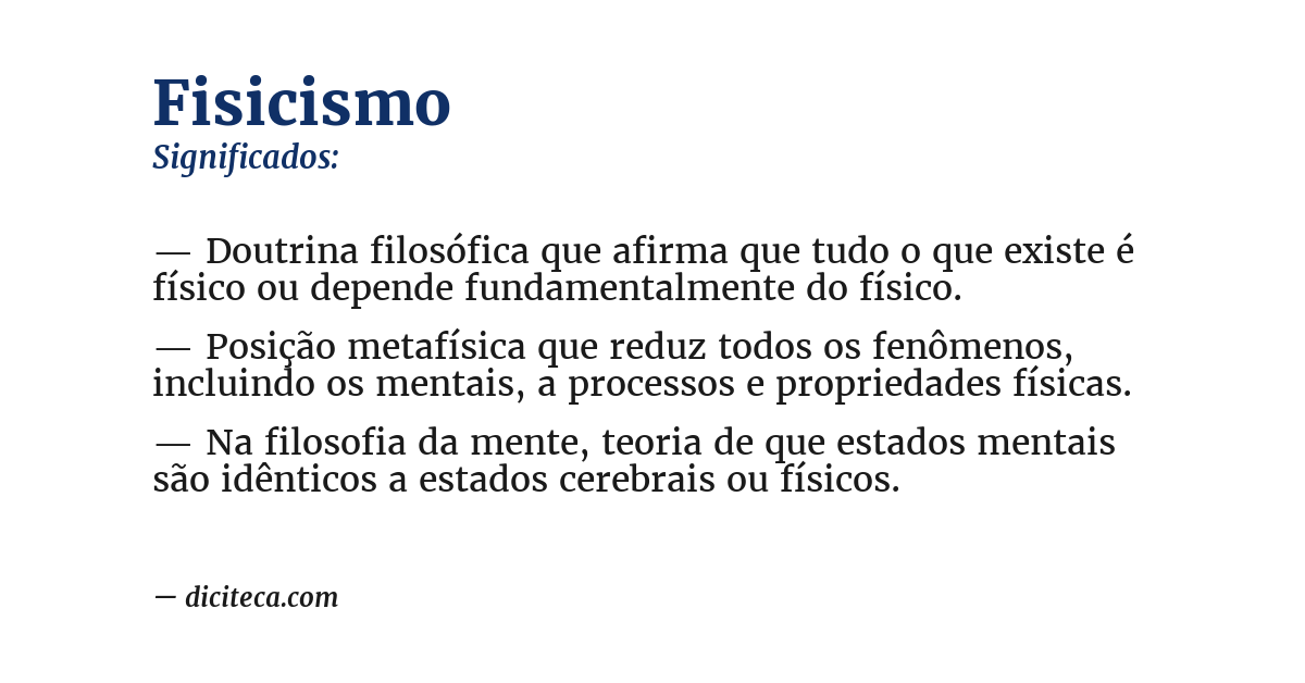 Significado de fisicismo