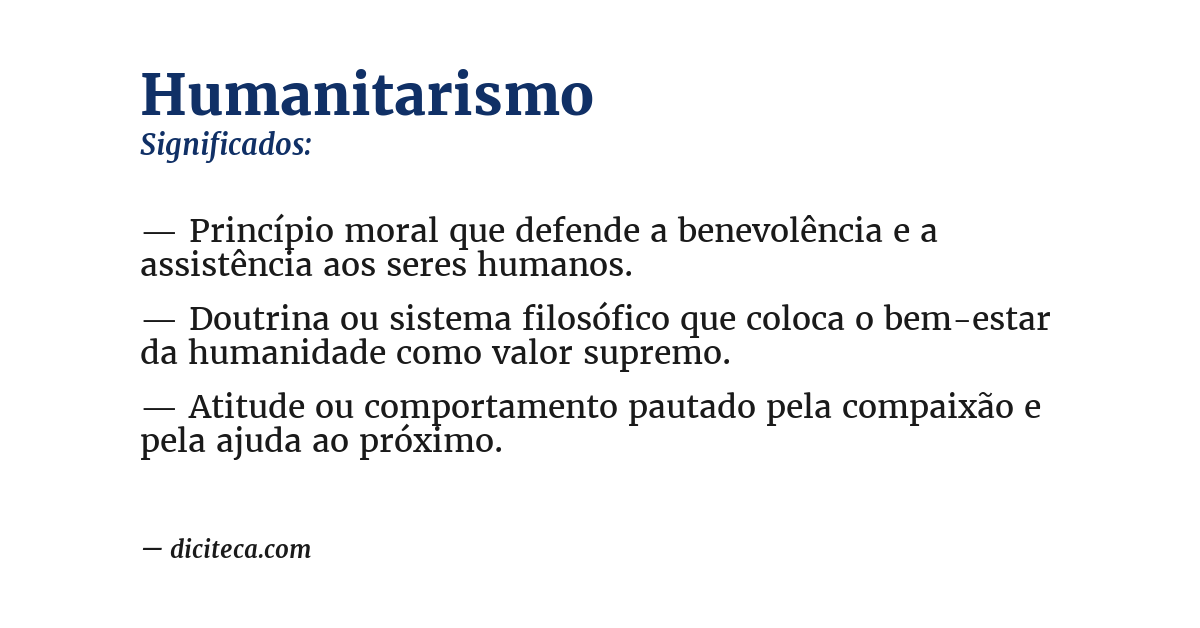 Significado de humanitarismo